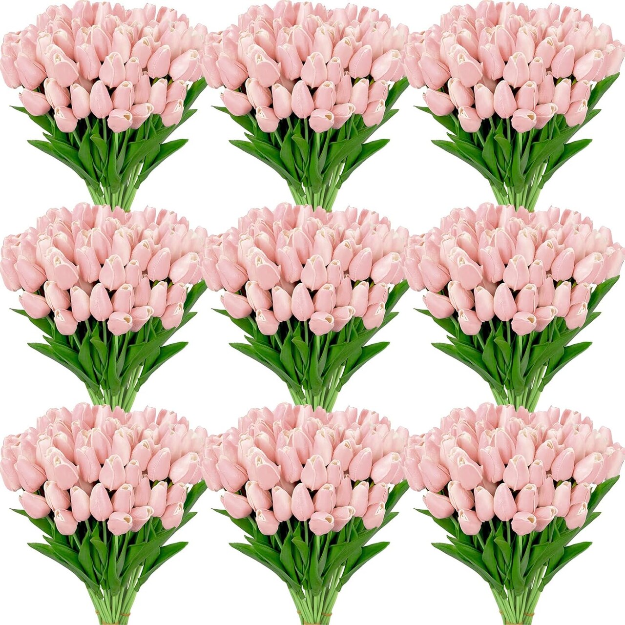 100 Pcs Light Pink Artificial Tulips – Real Touch PU Faux Flowers for Mother’s Day, Weddings, Spring Bouquets & Home Centerpieces